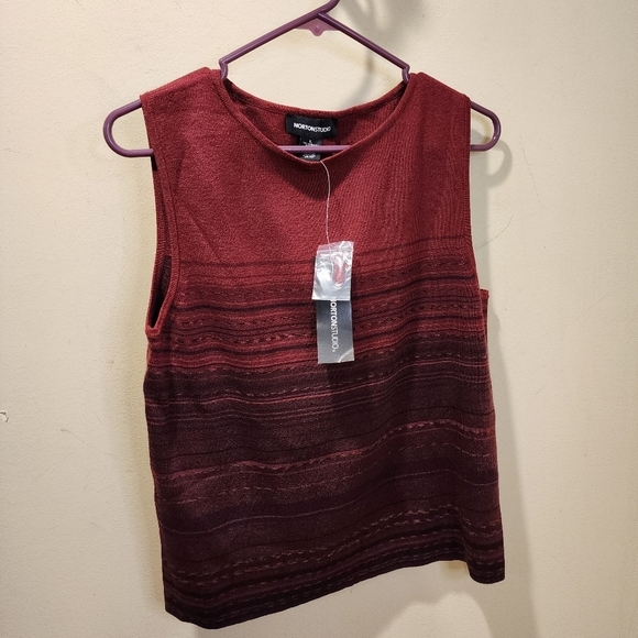 NORTONSTUDIO Burgundy Stripes Sleevesless Acrylic Top size L - Picture 5 of 11